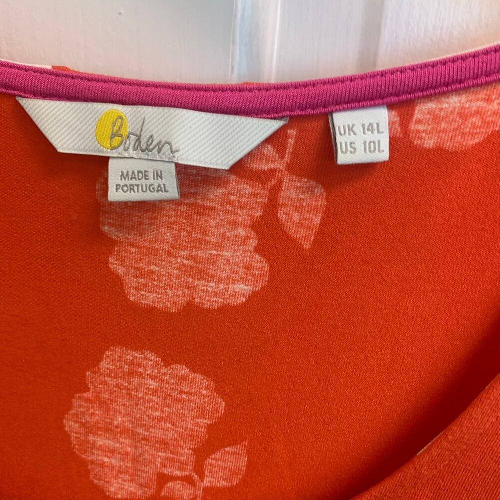Boden Miriam Orange Print Jersey Dress sz 10 L - Picture 7 of 8